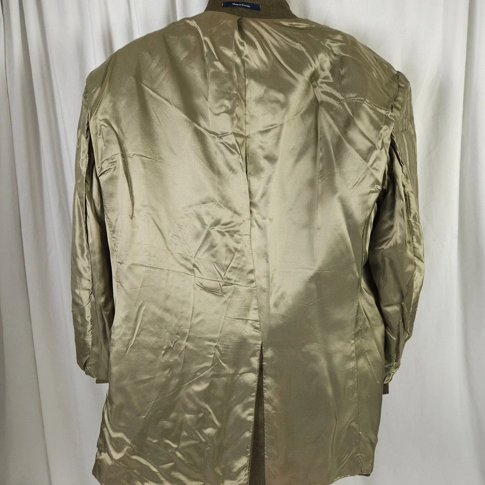 Chaps Ralph Lauren Men's Khaki Windowpane Wool Sport Coat‎ 46R Vintage